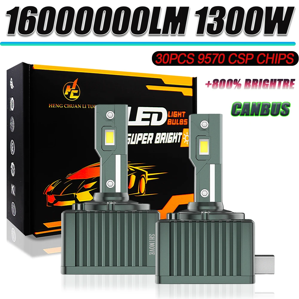 

Новые светодиодные фары D3S D1S Canbus 1:1HID D2S D4S D8S D1R D2R D3R D4R, автомобильные лампы 16000000LM 1300W, Plug&Play, турбо-светодиодные лампы для автомобиля