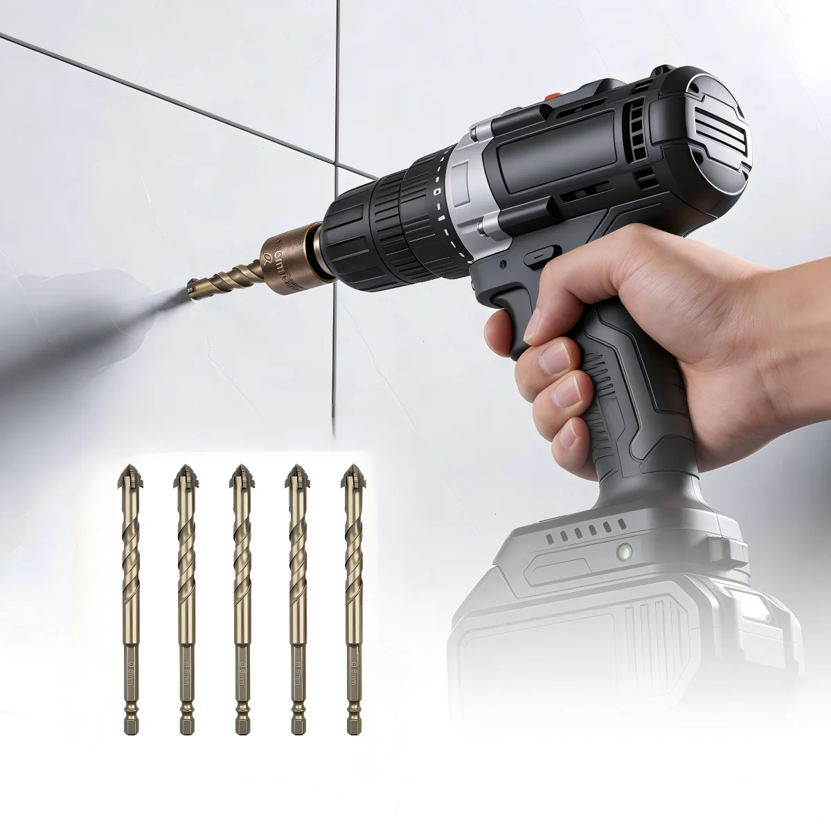 3/5Pcs 4/5/6mm Four-Blade Dry Drill Bits, Eccentric Tile Drill Set for Ceramic, Glass, Marble, Brick & Concrete Drilling image 4