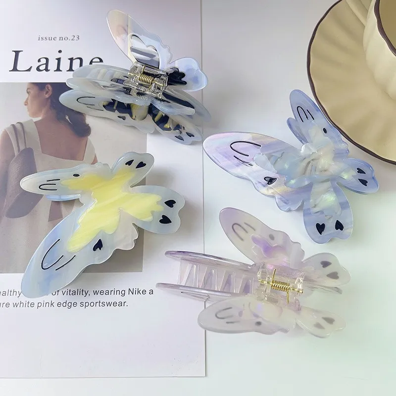 

Новый милый высококачественный зажим для волос в виде бабочки, большой красочный зажим для волос из ацетата, зажим для акулы, аксессуары для волос