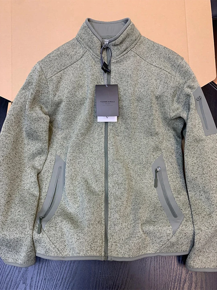 

Мужская осенне-зимняя куртка-кардиган в американском ретро-стиле с воротником-стойкой, на молнии, Cleanfit