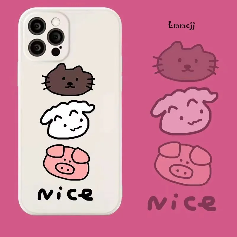 Lmmcjj Cute Dog Cat Phone Case For Samsung Galaxy A54 A52 A53 A31 A32 A13 A14 A23 A22 S23 Ultra S21 FE S22 Plus Silicone Cover