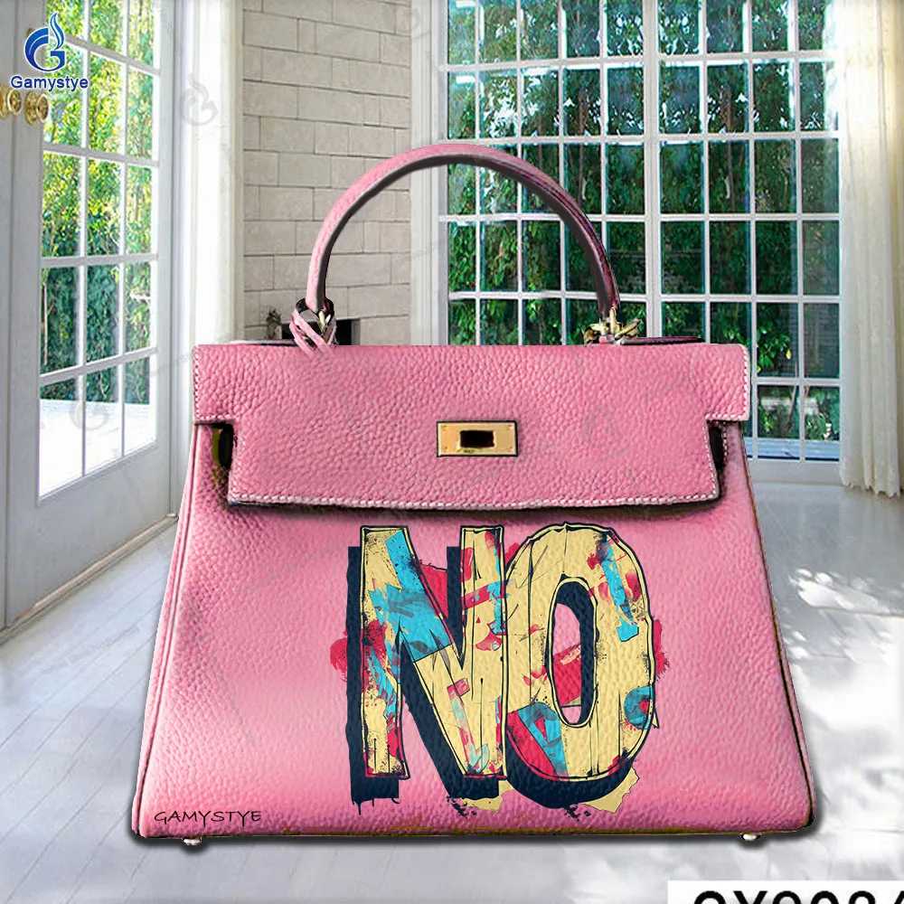 

Personalizar Bolso Art Printed Bags Polish-Mexican Style Letter Graffiti Top Layer Cowhide Leather Women Bags Top-Handle Bags Cr