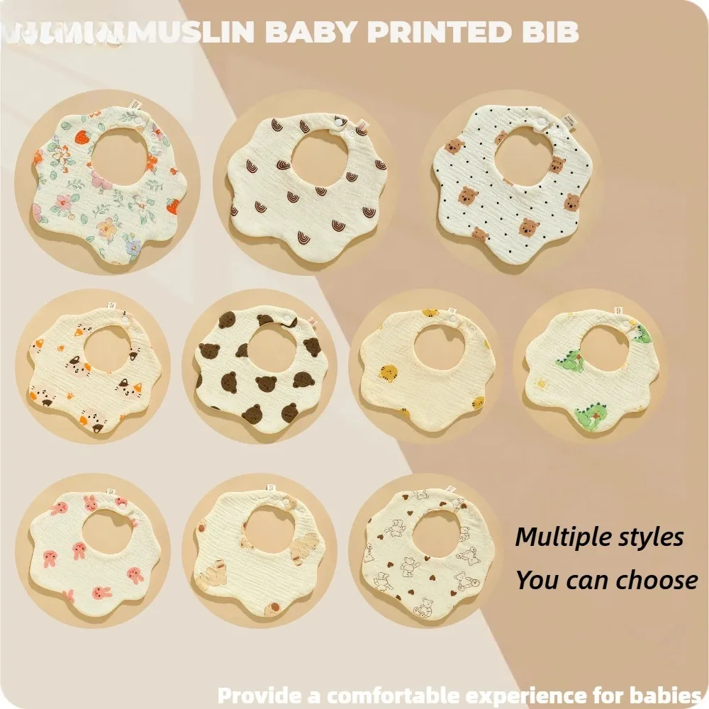 

3PCS Cotton Gauze Baby Feeding Bibs Summer Soft Petal Baby Printed Drooling Towel Newborn Toddler Baby Burp Cloth Children'