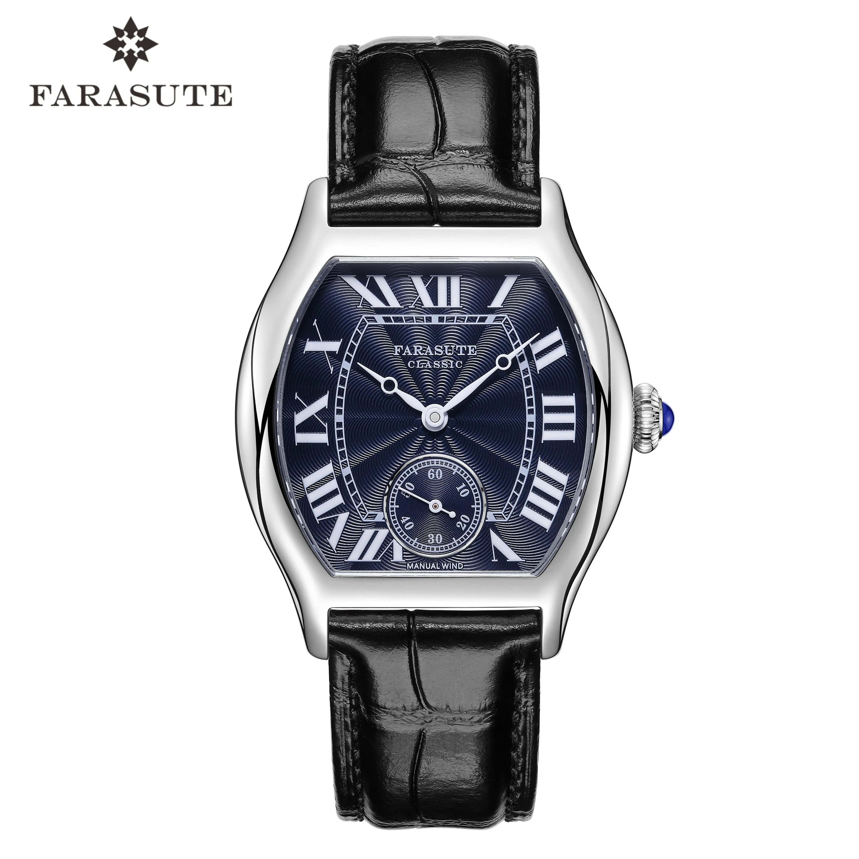 FARASUTE 36mm Retro Hangzhou Customized Manual Mechanical Movement Wristwatches Sapphire 5Bar Waterproof Watch Men Reloj Hombre