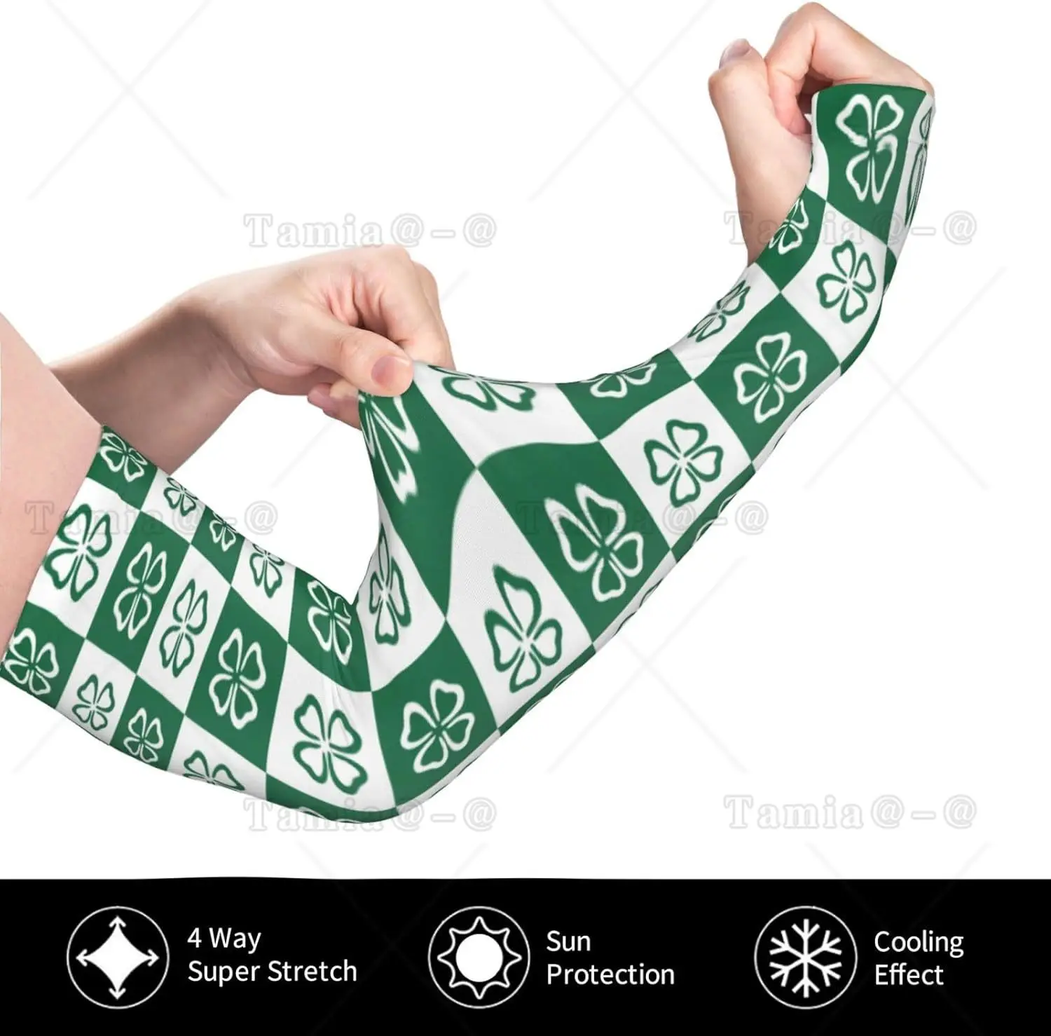 ปลอกแขนระบายความร้อนปก ST Patricks Day Shamrock ปลอกแขนสําหรับผู้ชายผู้หญิงกีฬาปลอกแขนผ้าไหมน้ําแข็ง