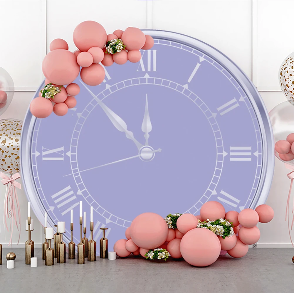 Laeacco Clock New Year Round Circle Photo Backgrounds Cover Christmas Party Decor Kids Birthday Countdown Photography Backdrops