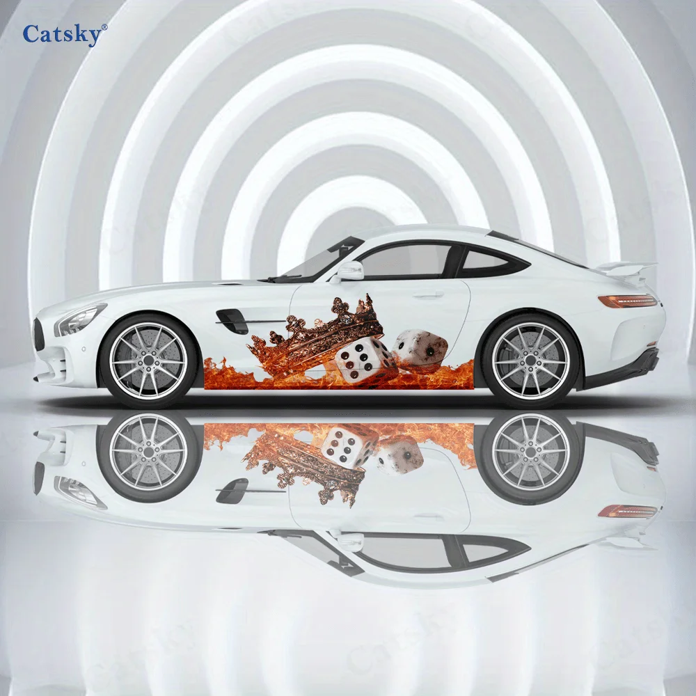 

Dice Crown Flame Colorful Car Vinyl Wraps Decal Self-adhesive PVC Sticker Suitable for Trucks SUV Decor Auto Accessories Gift