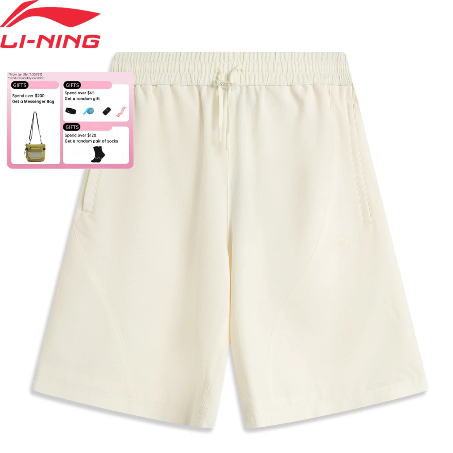 

Li-Ning Men's Wade Shorts 93%Polyester 7%Elastane Regular Fit Breathable Adjustable Waist LiNing Sports Leisure Bottom AKSV621