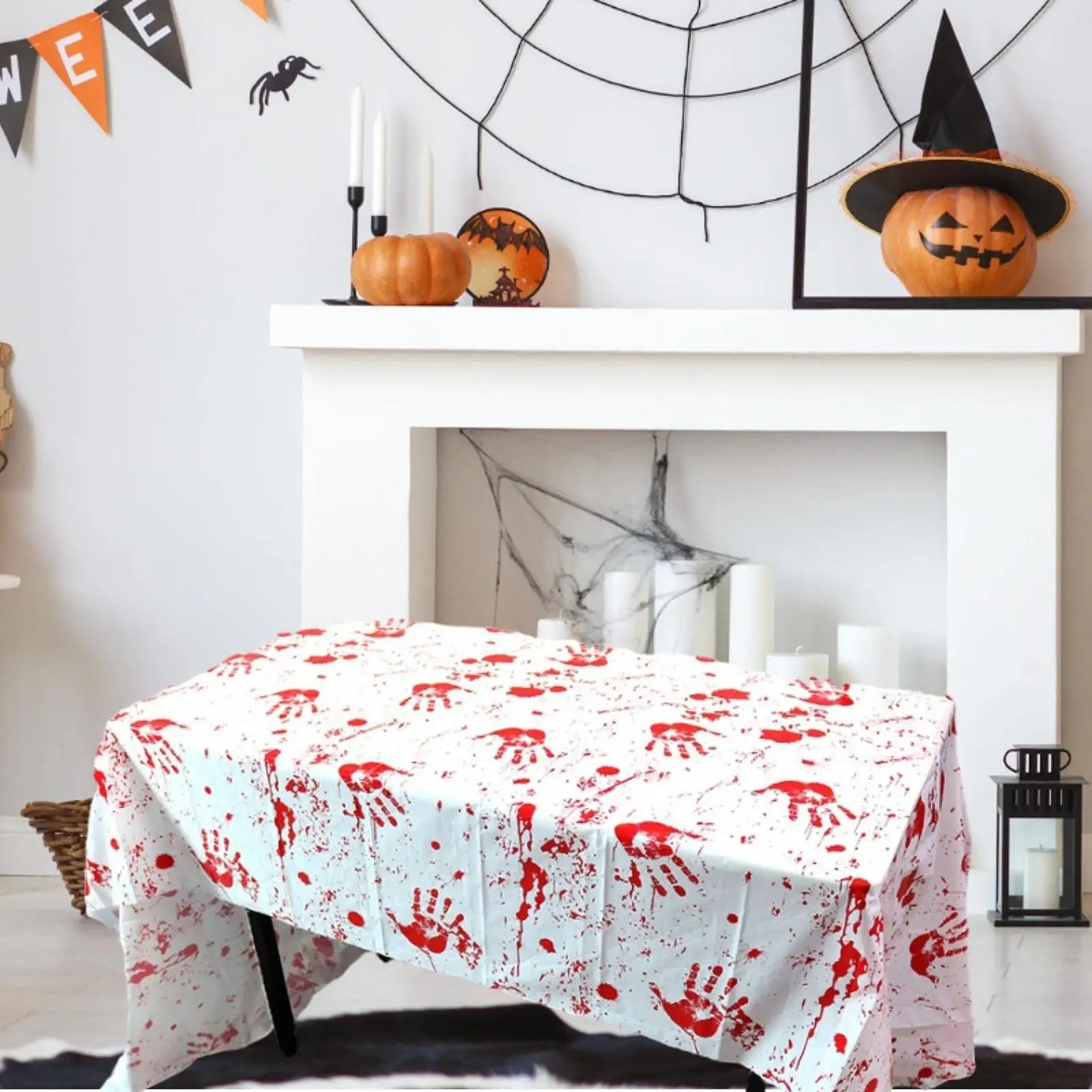 Halloween Foil Table Cloth Waterproof Table Cover Holiday Tablecloth for Dinner Table