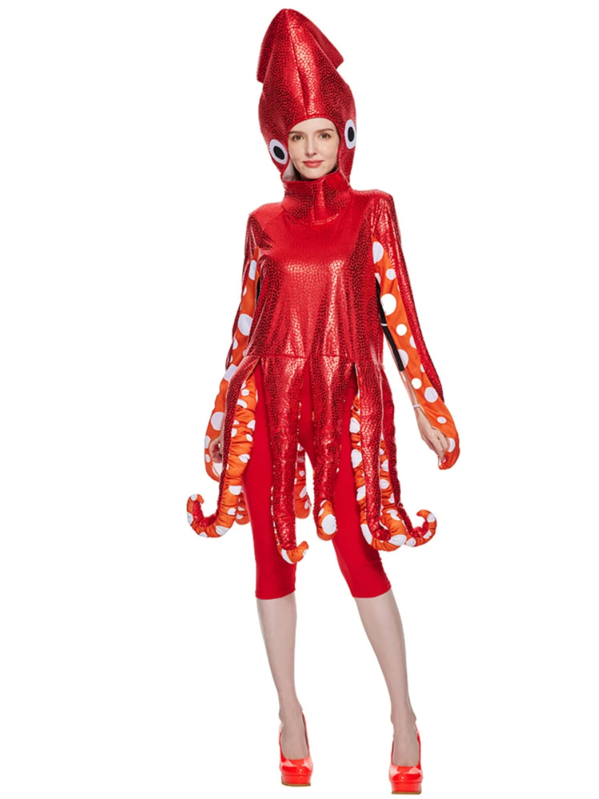 

loween Adult Squid Funny Costume Polyester Fiber Long Sve Cartoon Print Anti-Pilling Youthful ular Stand Fit T-irt