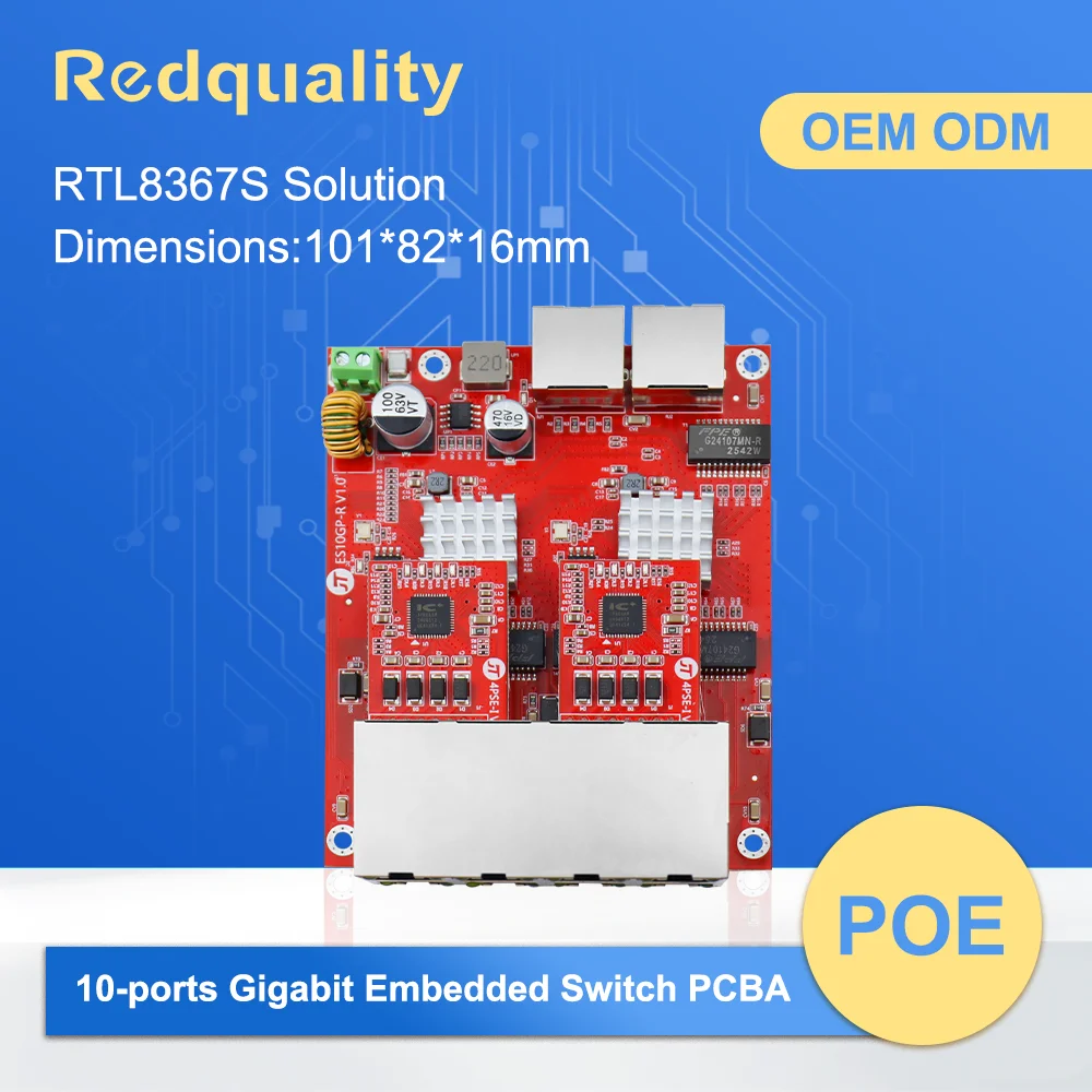 10 Port Gigabit Unmanaged Embedded POE Switch with Built-in Network Communication Port Expansion Board, 48-57V POE Power Supply