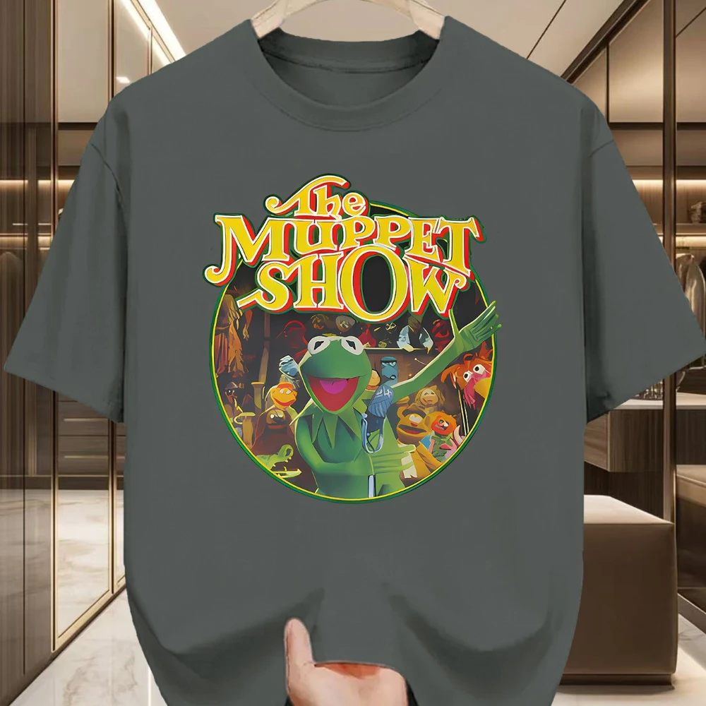 The Muppet Show Vintage T-Shirt Retro Cartoon Graphic Tee Kermit The Frog Gonzo Rizzo The Rat Dark Green Retro TV Show Design view 4