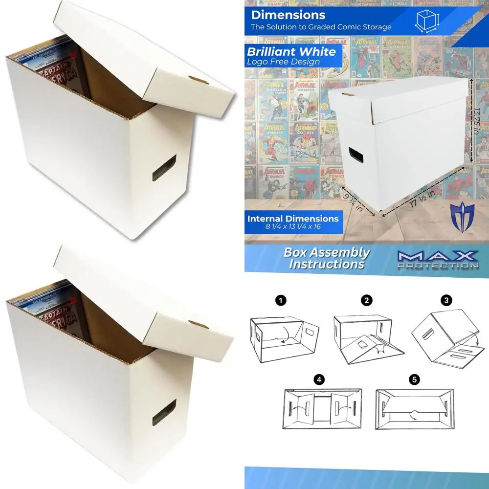 

Прочные футляры для хранения комиксов — набор из 8 штук, вмещает 35-40 классифицированных комиксов, белый картон 200 фунтов, сделано в США