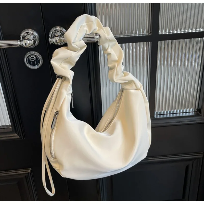 

Niche Design High End Casual Shoulder Pack Simple All-match Office Lady Japan Style Underarm Bag Fashion Pleated Leisure Bags