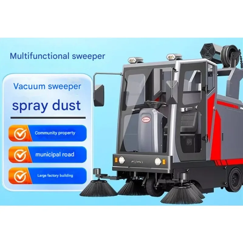 Heavy Duty Ride On Road Sweeper Truck Industrial Sweeping Machine For Municipal Park School Parking Lot Dust Collection
