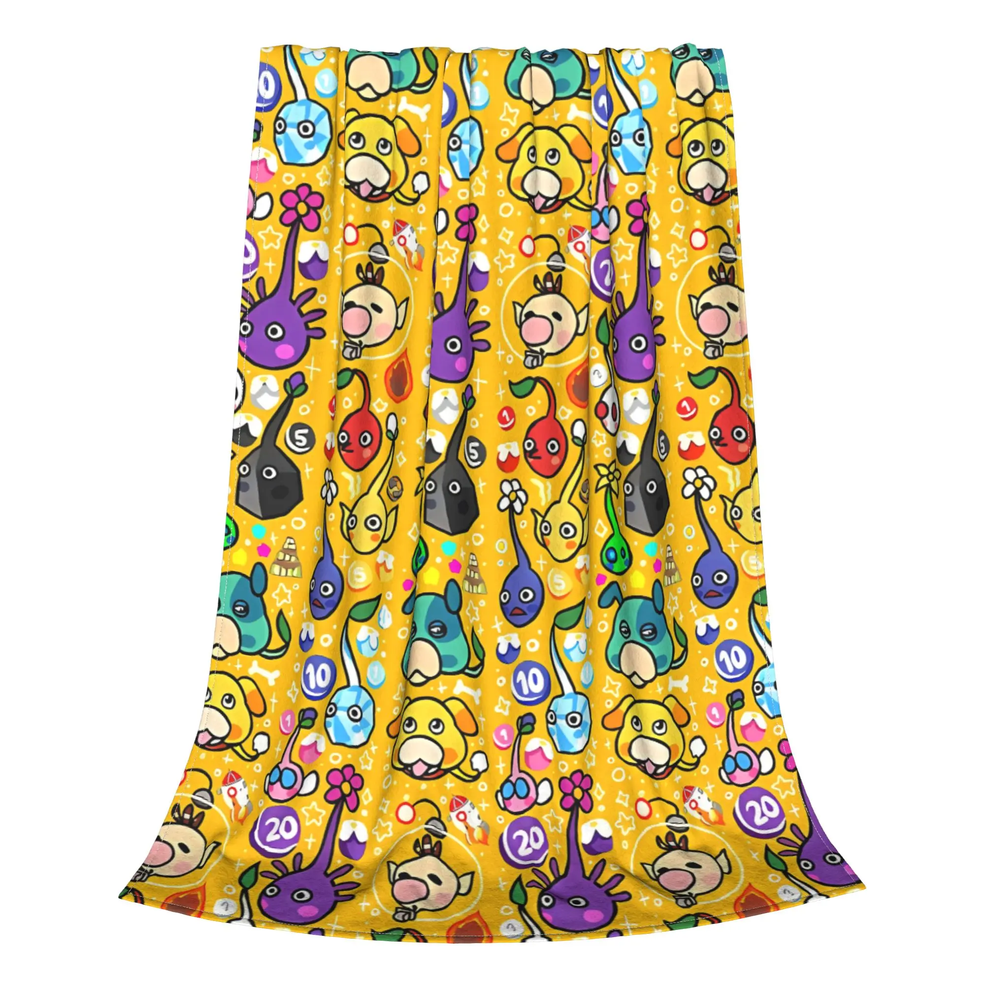 1PC Home Cute Room Decor Multicolor Sprout Sprite Blanket Throw Blanket Pikmin Novelty Warm Blanket All Season