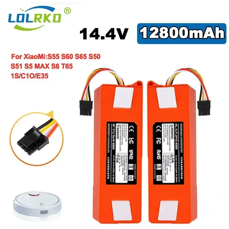 14.4V NEW Vacuum Cleaner Battery Replacement for Xiaomi Roborock S50 S51 S55 T60 E352-00 S502-00 C10 E20 E35 6.5AH SC Batteries