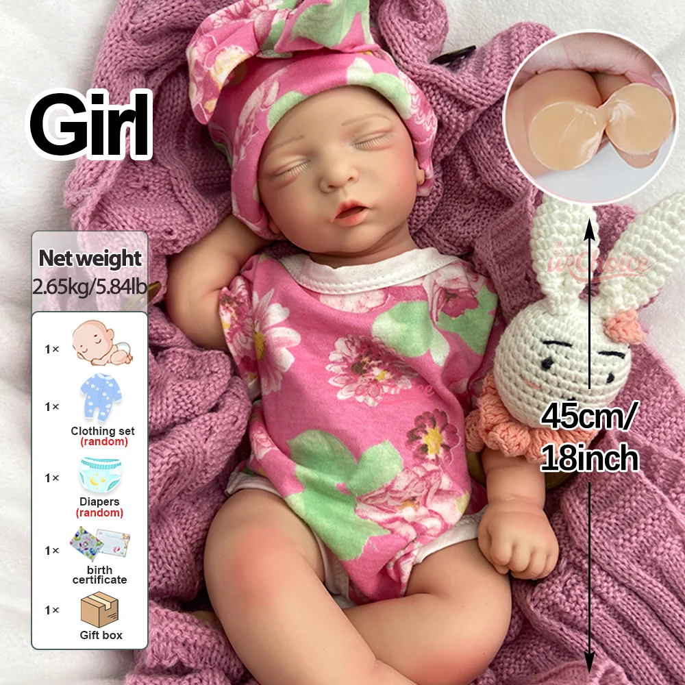 18" Ultra Realistische Silikon Reborn Baby Doll Mädchen Frühchen Neugeborene Puppe Limited Edition Sammler für Kinder ab 3 Jahren Geschenk