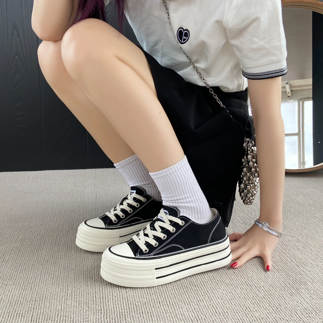 

Thick-soled 5cm canvas shoes for women; thin, breathable, versatile yellow thick-soled leisure plank