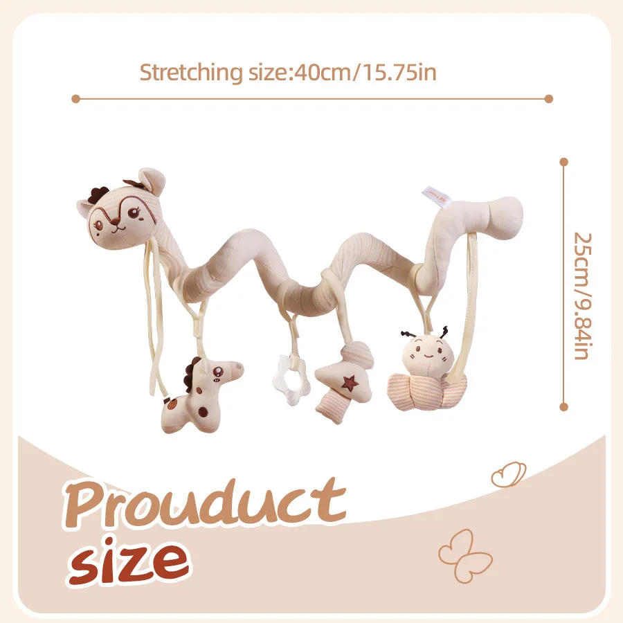 Newborn baby Crib Bed Stroller Soothing Spiral Pendant Toy Animal Plush Hanging Bed Car Around Baby Toys