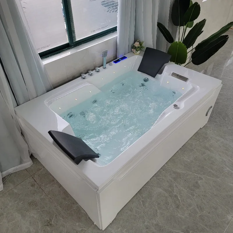 1.8m Luxury Acrylic Spa Whirlpool Massage Bathtub Jet Rectangular Hot Tub for 2 Person Soaking