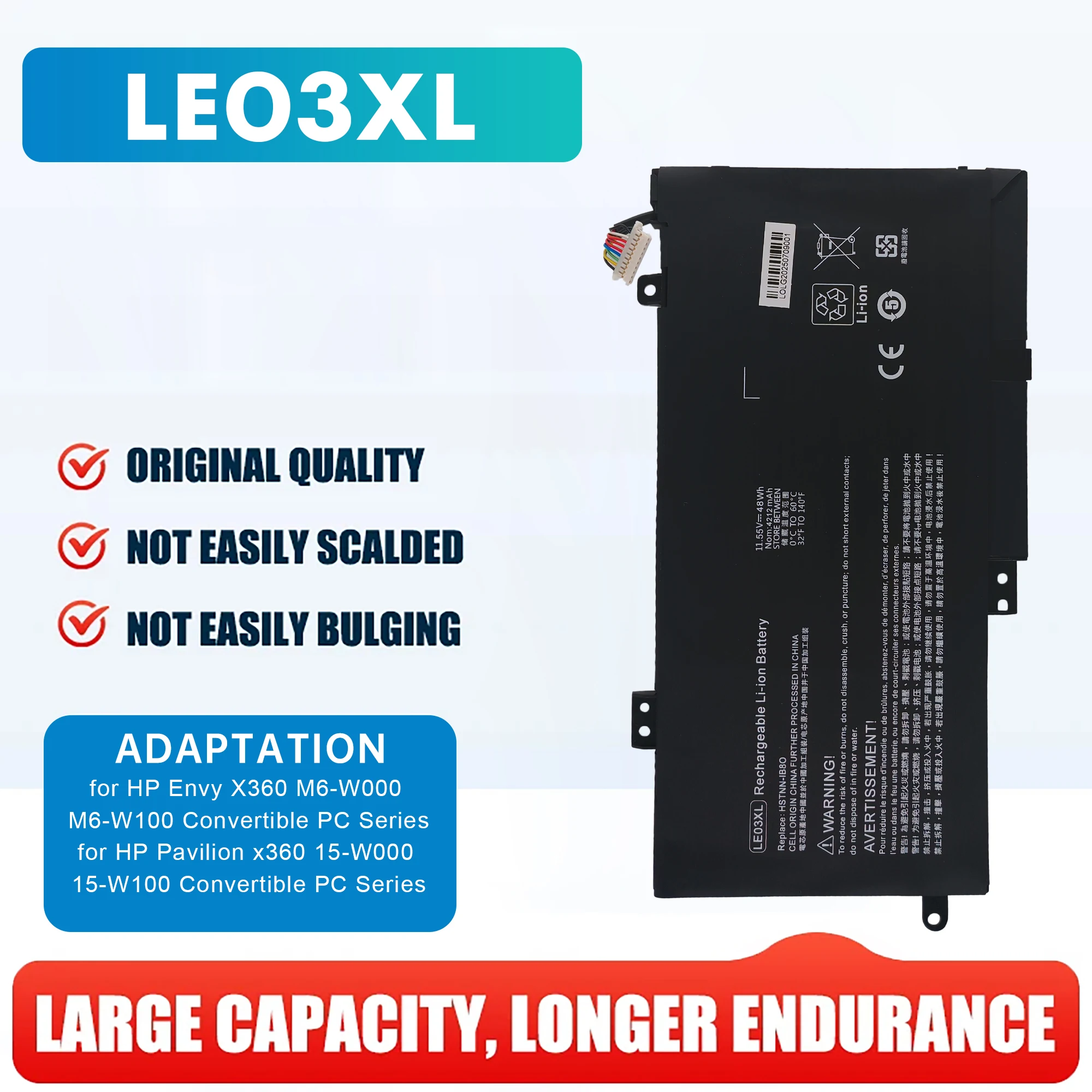 LE03XL para HP ENVY X360 M6-W102DX W102DX 796356-005 HSTNN-YB5Q HSTNN-UB60 HSTNN-UB6O HSTNN-YB5Q /PB6M