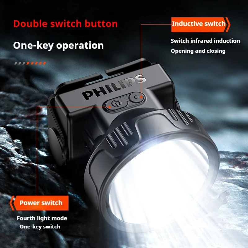 Philips 2pcs SFL1342RH Strong Light Lamp USB Rechargeable flashlight Lamp Portable Ultra Bright Long-range Outdoor Led Lamp