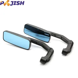 1 Pair Motorbike Universal Accessories Black/Carbon Fiber Modified 8/10mm Thread Mirror Retro Motorcycle Side Rectangle Mirror