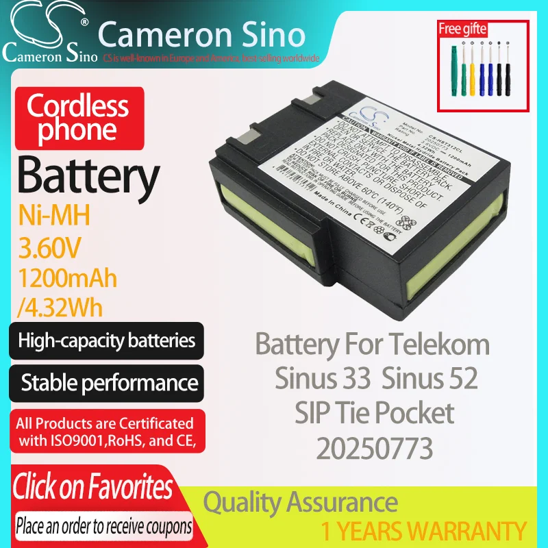 CameronSino Battery for Telekom Sinus 33 Sinus 52 SIP Tie Pocket fits Hagenuk 20250773 Cordless phone Battery,Landline battery