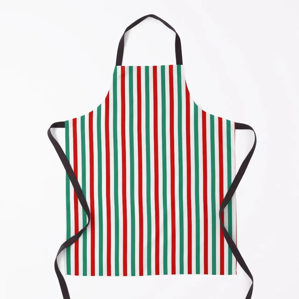 

Thin Red Green White Peppermint Stripes Thin Vertical Stripes | Apron Women Kitchen'S Salon Apron