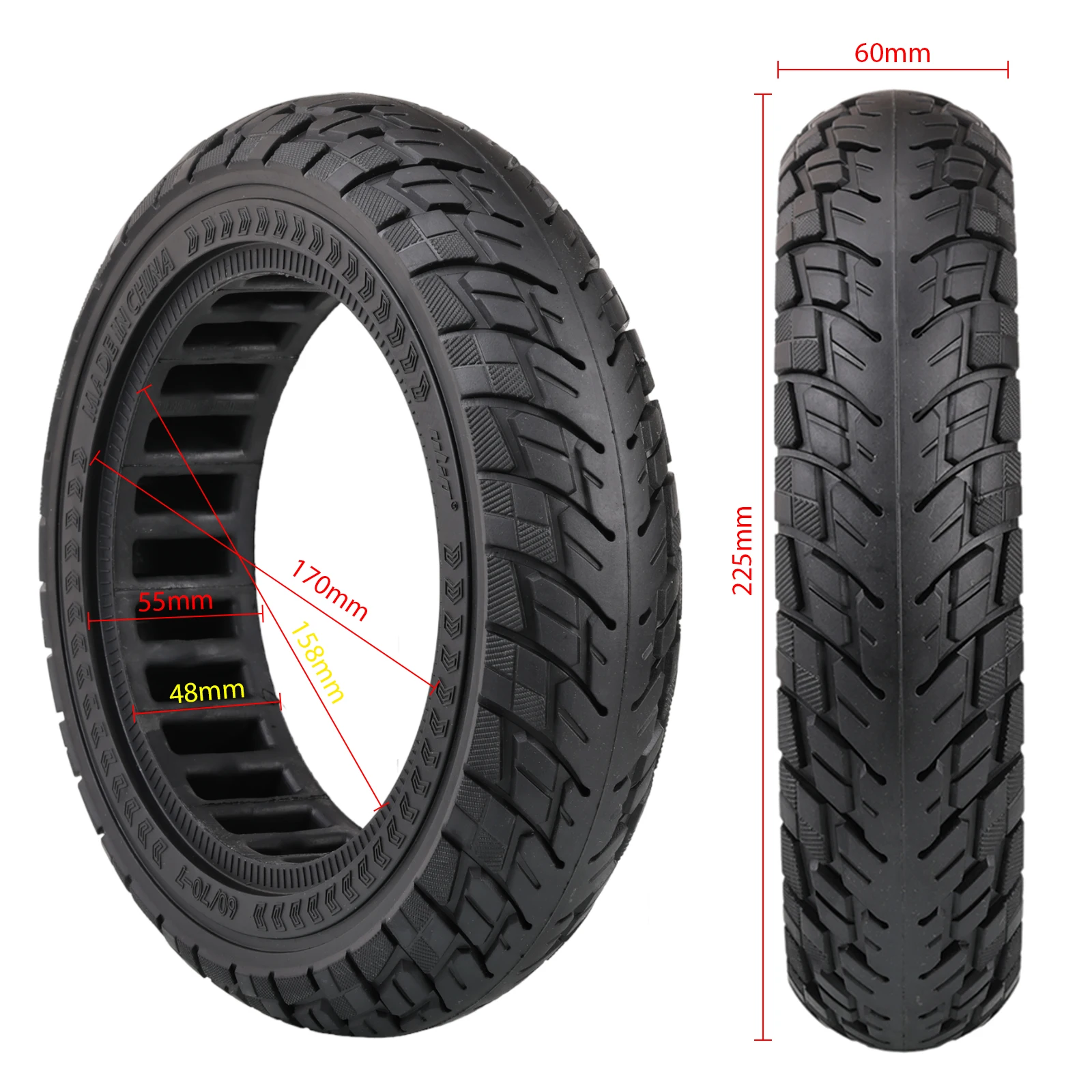 60/70-7.0 Off-road Solid Tire for Xiaomi 4 Pro Electric Scooter 4Pro Whell 10 Inch Explosion-proof Honeycomb Tire