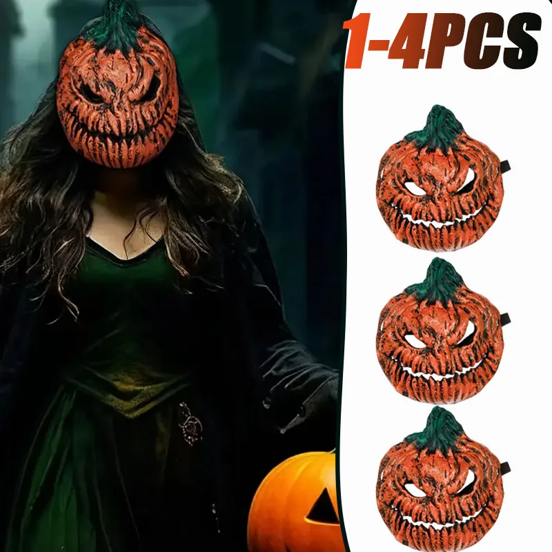 1-4PCSPumpkin Head Mask Halloween Scary Ghost Face Lampshade Mask EVA COS Props for Carnival Prom Party Decoration Dress Up Play