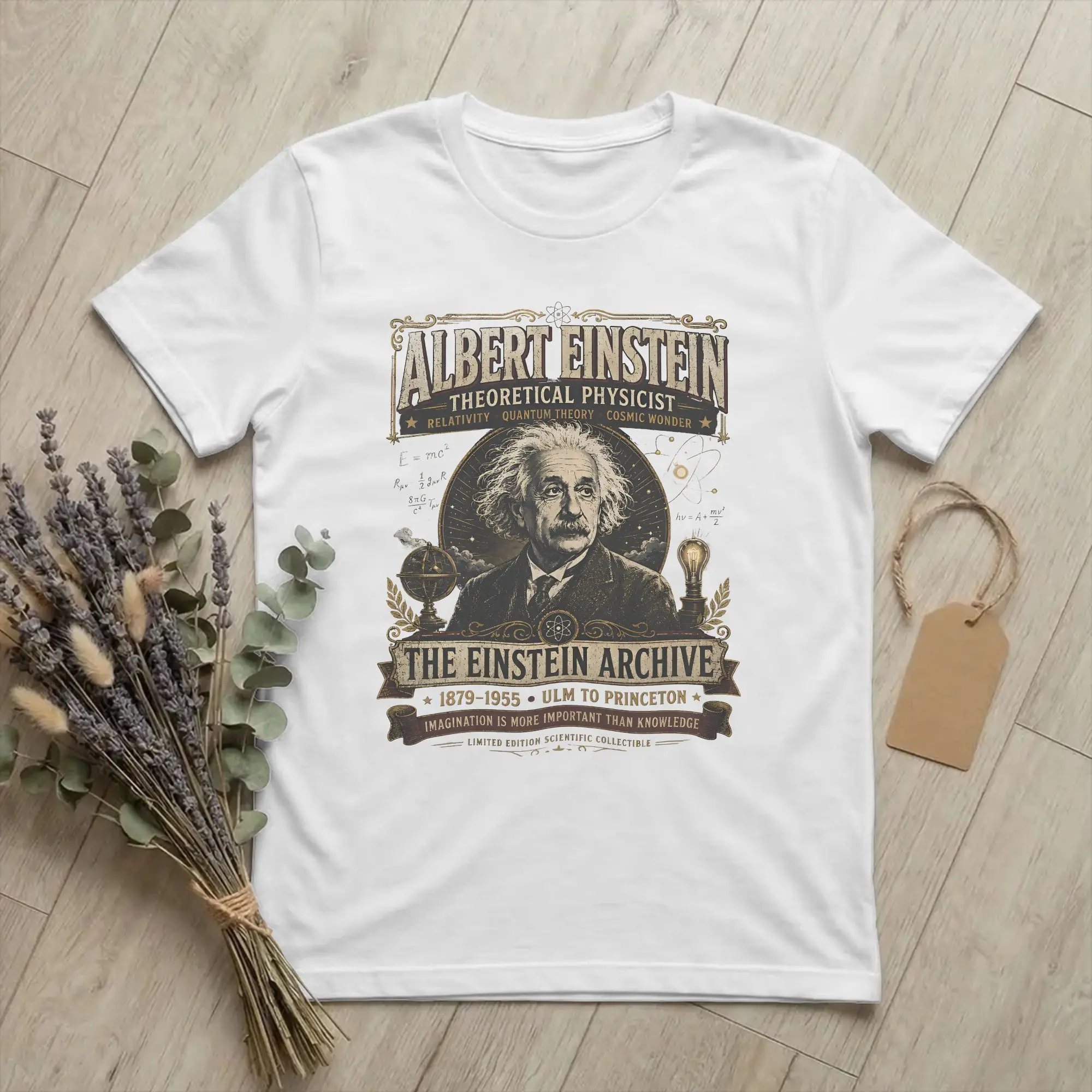Men T-Shirt Albert Einstein Portrait Physicist Casual Cotton Tee Shirt Short Sleeve Genius T Shirt merchandise Birthday Gift
