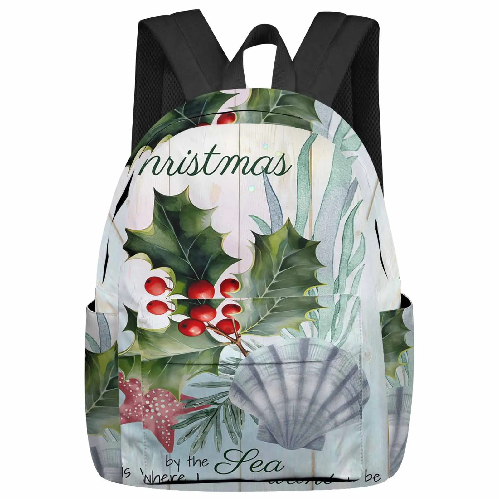 Christmas Marine Creatures Starfish Backpack School Bags for Teenagers Students Laptop Bag Women's Casual Travel Backpack