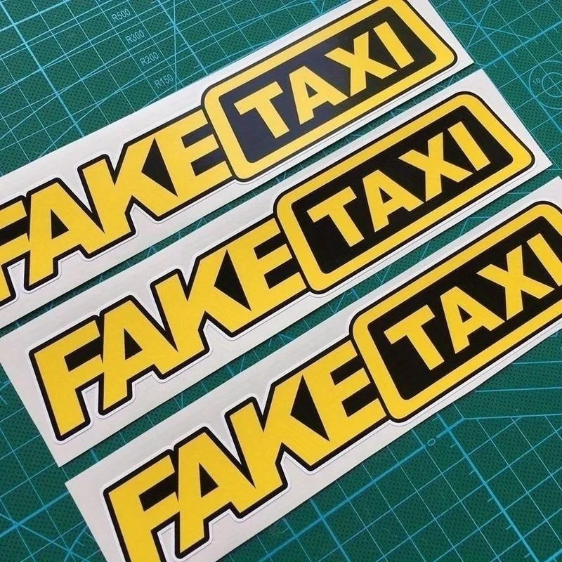 1PC/3PCS Fake Taxi Motorcycle Stickers Funny for Fuel Tank Scooter Car Windows Bumpers Waterproof Vinyl Decals Decoration
