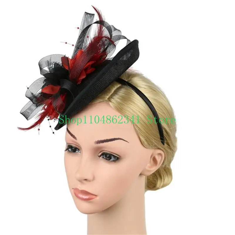 652F Women DerbyHat Dress Church Baptism Hat DerbyCap Fascinator Pillbox Party Hat
