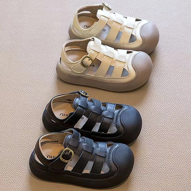 

Children's Closed-toe Sandals Roman Sandals Summer New Boys Anti-kicking Beach Shoes Hollow Female Baby Walking Shoes