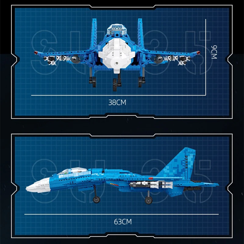 61050 Military Air Force Aviation Su-35 Fighter Jet Building Block War Weapon Aircraft Bricks Educational Toys For Kids Boy Gift