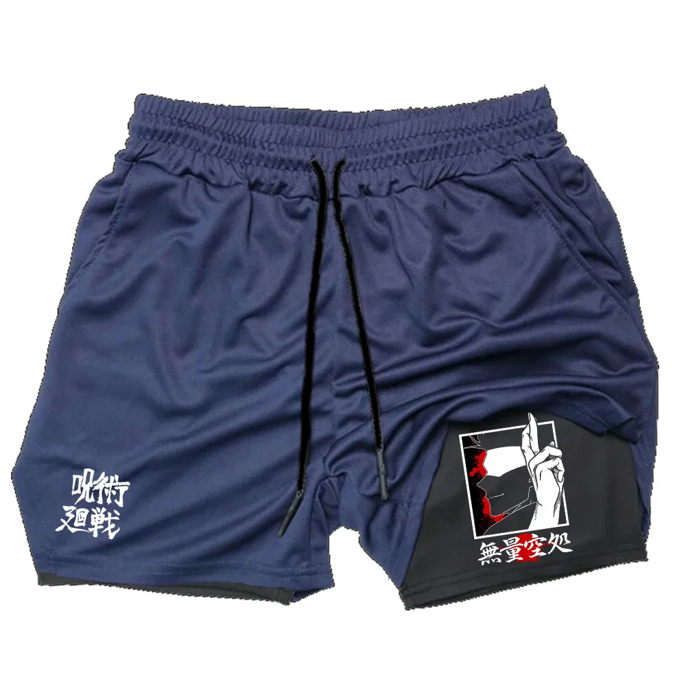 

Fashionable Anime Printed Casual Shorts for Men's Summer Running Quick-drying Double-layer Shorts Two-in-one Sports Shorts S-2XL