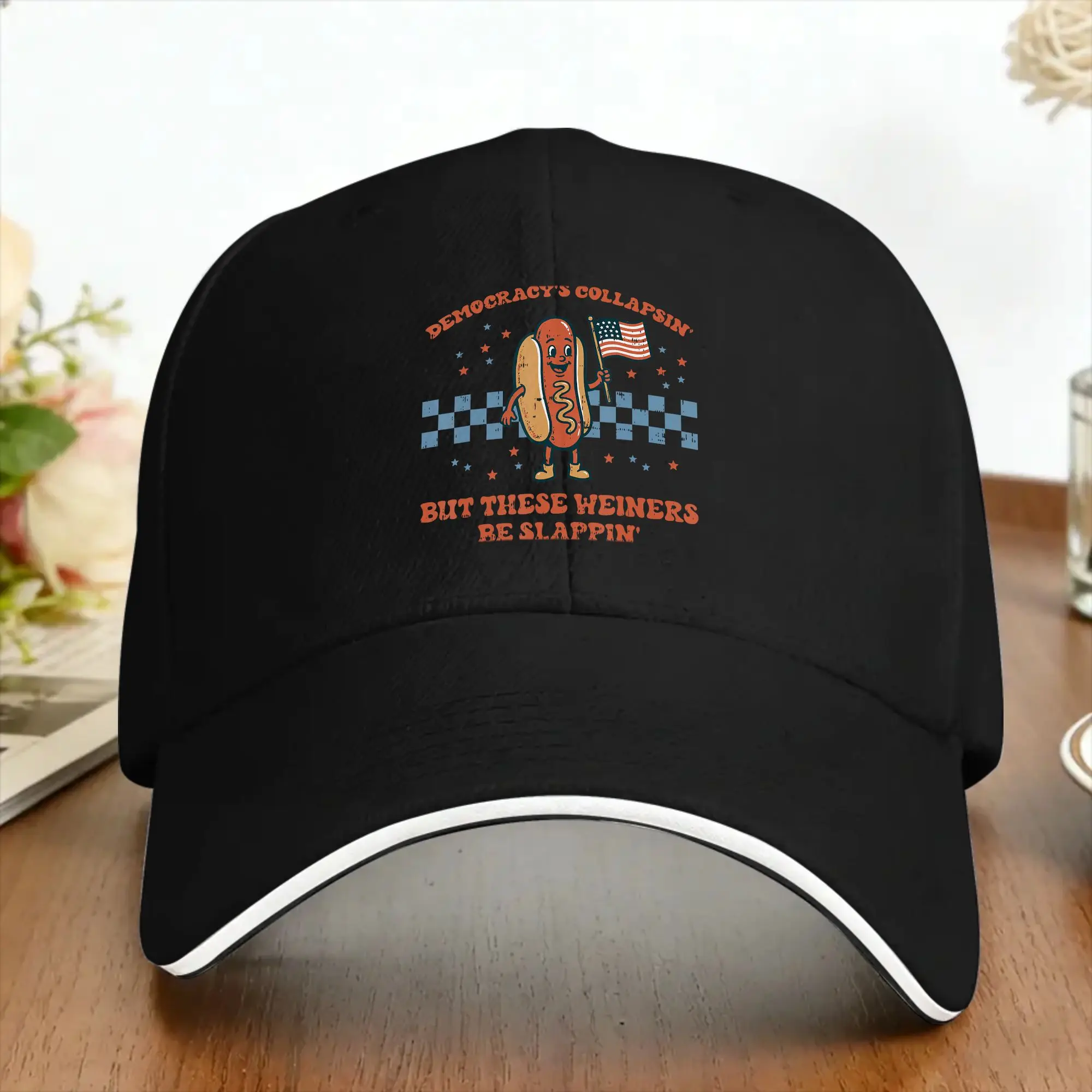 Democracy Collapsin Wiener Slappin 4th of July Baseball Cap Summer Casual Trucker Hat For Unisex Outdoor Sports Sun Snapback Cap