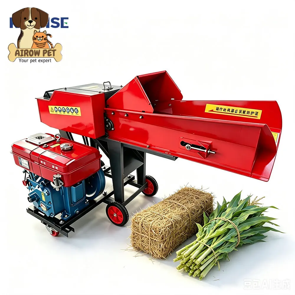 AIROW Heavy Duty Diesel Chaff Cutter Machine for Grass Straw Cutting Livestock Feed Processing on Farms