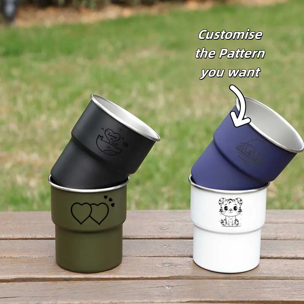 

Customized Personalized Pattern Stainless Steel Coffee Cup As Creative Luxury Portable Outdoor Travel Camping Beer Cup Wholesale