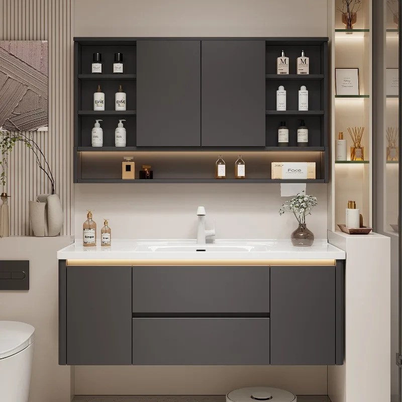 

Organizer Storage Cupboard Mirror Toilet Display Partitions Medicine Drawers Bathroom Cabinet Wooden Gabinete Hotel Furniture