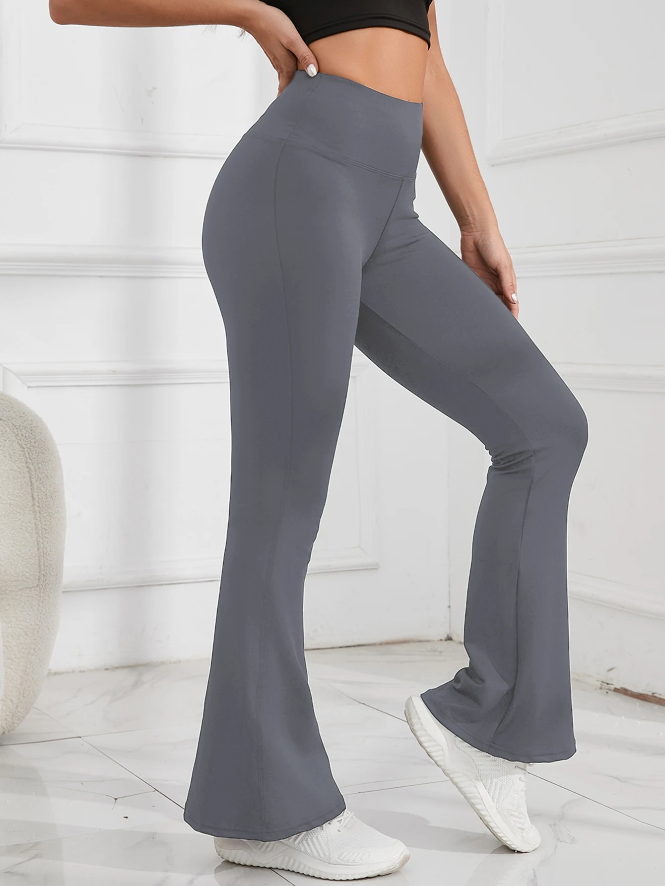 Woman's Flare pants, High waist Hip lifting gym leggings Yoga Breathable Fitness stretch Pants running cycling solid color Pants
