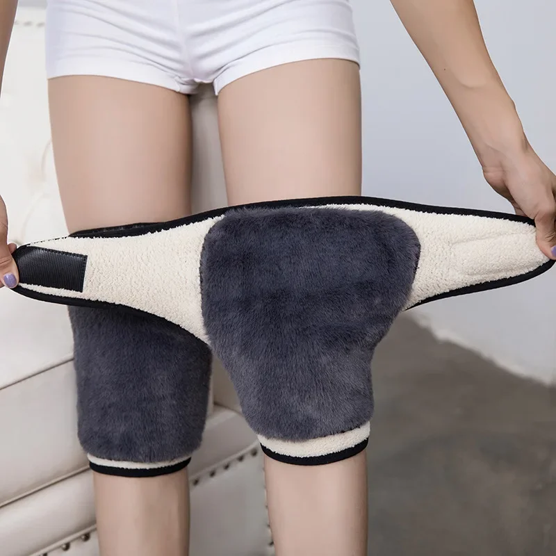 

1Pair Warm Knee Pads Elderly Thickened Plus Velvet Paint Cover Double-layer Composite Imitation Lamb Velvet Men and Women