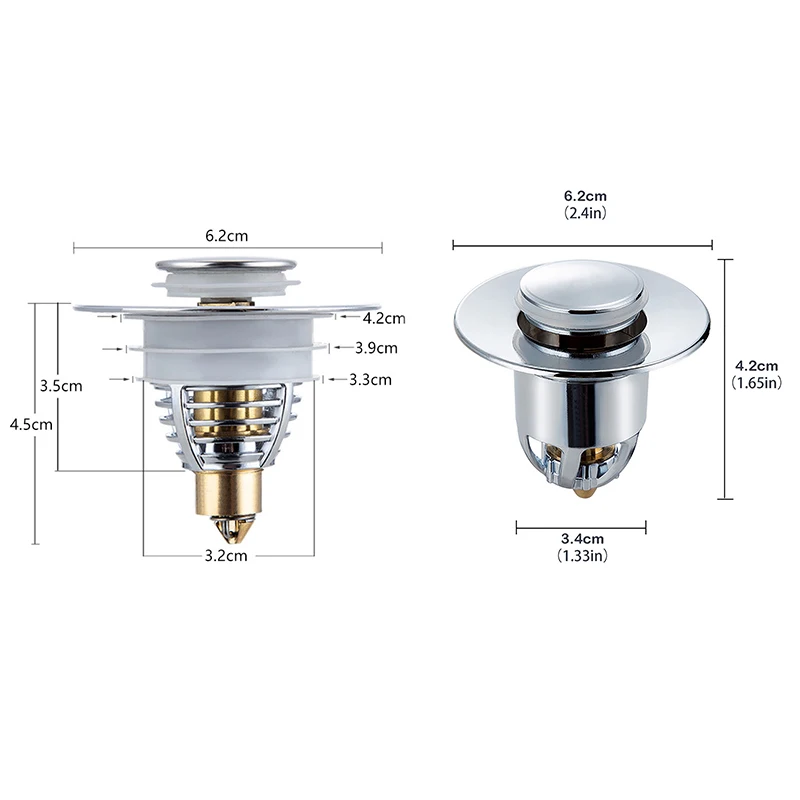 Universal Stainless Steel Pop-Up Spring Core Basin Tekan Jenis Selokan Filter Layar Drain Slot Plug Rambut Receiver Alat Kamar Mandi