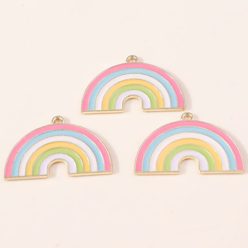 20 Stück 31x20mm Niedliche Bunte Emaille-Regenbogen-Anhänger für Ohrringe, Halsketten, Schlüsselanhänger, DIY-Bastelarbeiten, Schmuckherstellungszubehör – Detail 4