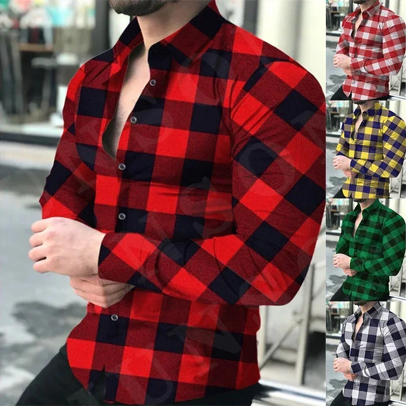 

New European and American Men's Spring and Autumn Casual Long Sleeved Plaid Shirt for Foreign Trade