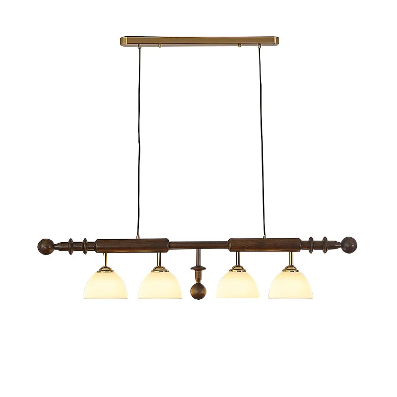 

French medieval restaurant chandelier one-word strip lamp American retro solid wood designer light luxury bar lamp