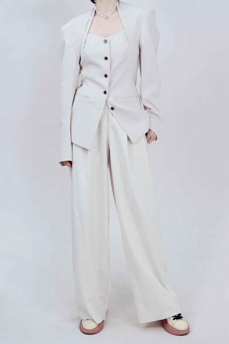 

Лимитированная серия: Женский костюм ручной работы, премиум-коллекция Spring Collection, профессиональный комплект с V-образным вырезом и длинными рукавами